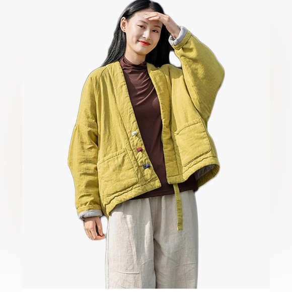 Womens Quilted Short Jackets Cotton  Open Front Coats - Picture 4 of 15